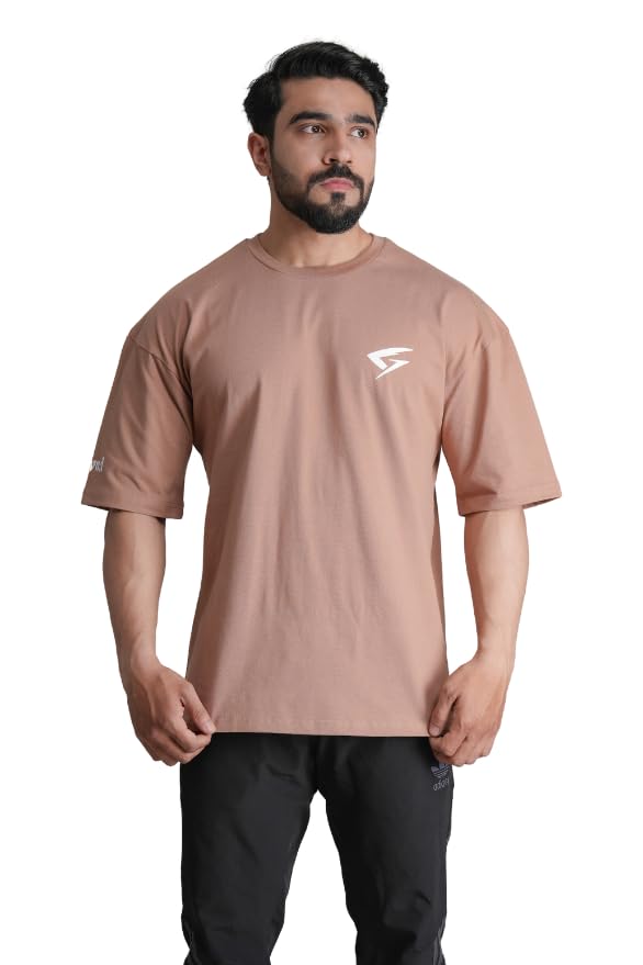 grynd Men's Oversized T-Shirt Faith Mocha Cotton | Lightweight & Breathable Gym Wear-picture-26