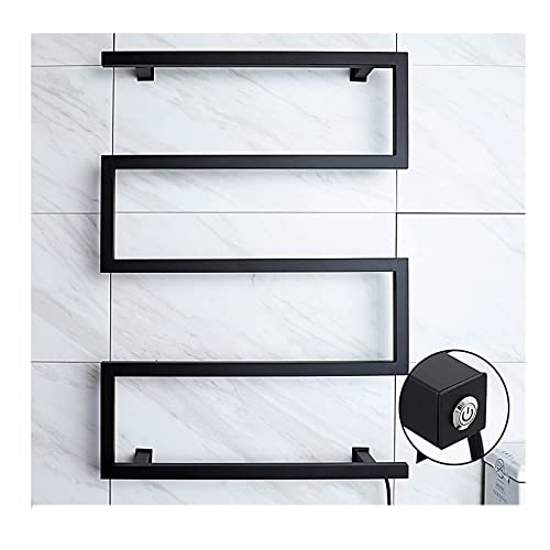 Toallero eléctrico de Pared de Acero Inoxidable con calefacción, 5 Varillas calefactoras, Color Negro, con cableado.