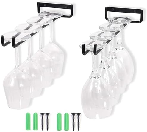 2x Weinglashalter Zum Aufhängen - Kein Bohren Nötig! Schwarz Für Bar & Küche