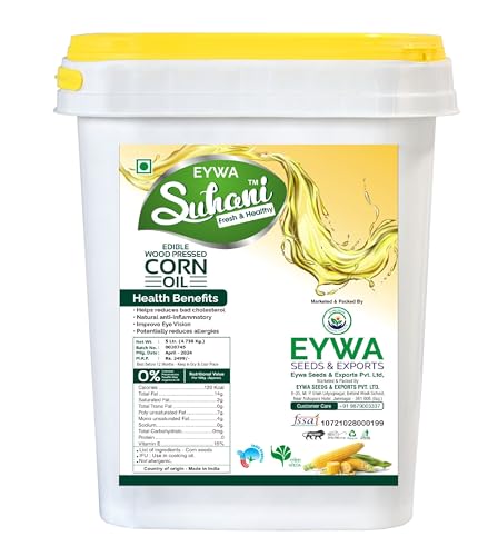 Image of Eywa Seeds & Exports Pvt Ltd Organic corn oil (15 liter) cold pressed /wood pressed oil | corn /makkai kachi ghani oil /tel by EYWA