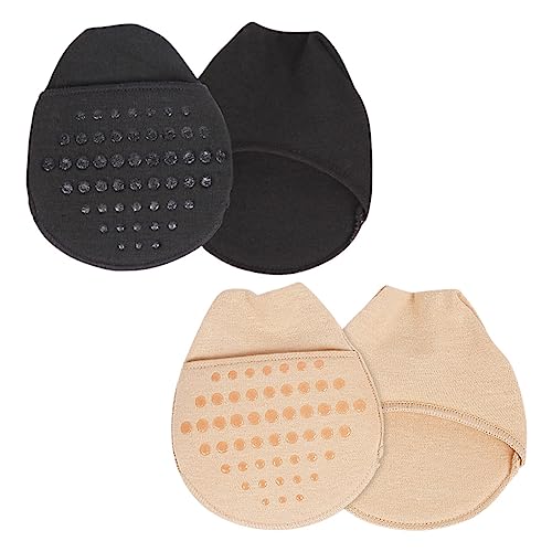 2pair Seamless Invisible Toe Topper Half Socks Non-Skid Silicone Bottom Breathable Forefoot Cushion Liner Socks for Women Black Skin