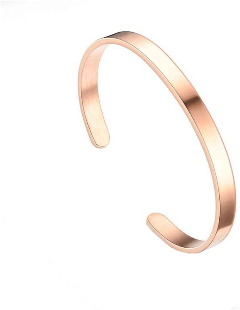PAURO Unisex Stainless Steel Minimalist Glossy Open C Style Bracelet Stylish Party Cuff Bangle Wristband Jewelry