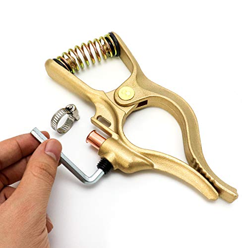 Qwork 500-Amp Welding Ground Clamp, Brass, 1 Pack #TOP2