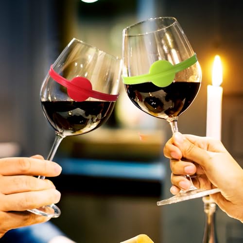Ymapinc 24Pcs Stretchable Wine Glass Charms, Silicone Drink Markers for Glasses Reusable Wine Charms for Stem Glasses,Parties, Weddings,Cocktails,Beer,Champagne,Non Slip Drink Labels for Party