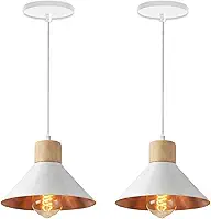 KIT 2 Luminária Pendente de teto Moderna Sala Cozinha Balcão (Branco e Cobre)