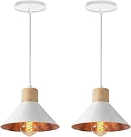 KIT 2 Luminária Pendente de teto Moderna Sala Cozinha Balcão (Branco e Cobre)