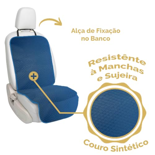 Capa Protetora Banco Veículo Dianteiro PET Impermeável em Couro Sintético (Azul)