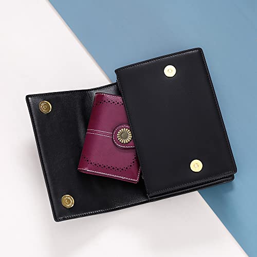 Image of SENDEFN Small Womens Wallet Leather Bifold Card Holder RFID Blocking with Zipper Coin Pocket