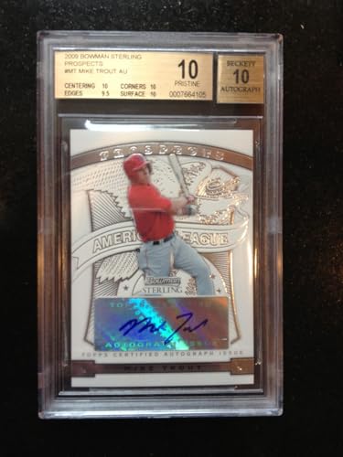 Topps 2009 Bowman Sterling Prospects Mike Trout Auto Bgs 10 Rc Super Rare History - Baseball Slabbed Autographed Cards