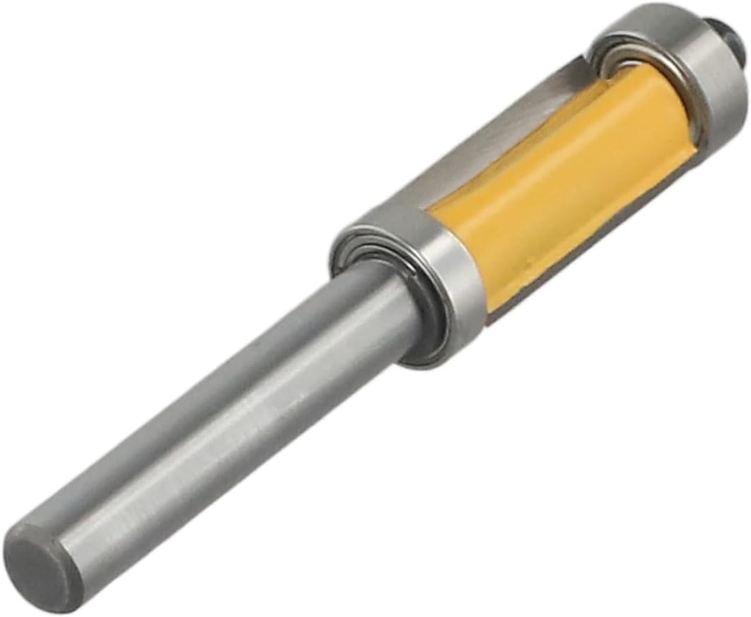 8mm Shank Bearing Straight Trim Router Bit Woodworking – 12.7mm Cutting Diameter, 25.4mm Blade Length, Carbide-Tipped Milling Cutter with Anti-Kickback Steel Body