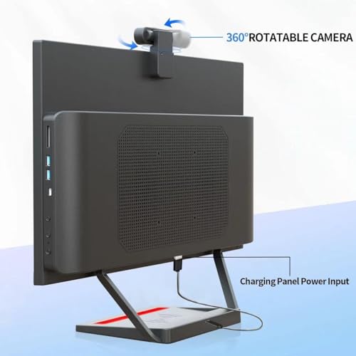 Image of Desktop Computer All-in-one PC 23.8inch All-in-One with Core i7 16GB RAM 512GB SSD, 360Adjustable Webcam, Charging Panel, All-in-one PC Supporting Dual-Band WiFi, Bluetooth 4.3,Black