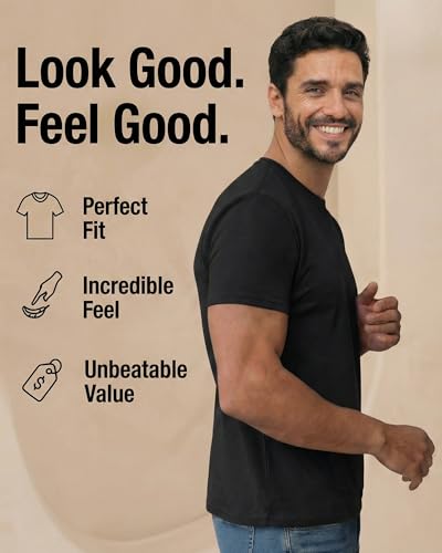 Image of Mens T-Shirts Crew Neck Shirts Athletic Fitted Plain Basic Tees Soft Cotton Blend Comfort T Shirts for Men