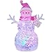 Snowman Christmas Decoration LED Lighted Snowman Figurines with 6H Timer 3 AAA Battery Operated Christmas Acrylic Snowman Decorations for Indoor Holiday Tabletop Decorations Gifts (Pink Hat)