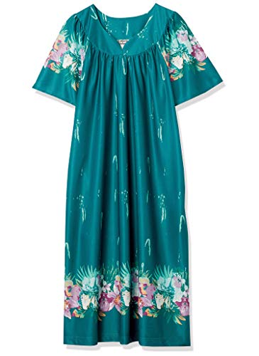 Image of AmeriMark Casual Women's Patio Muumuu House Dress Loose Comfortable Short Sleeve Sun Dress Lounger Gown Sleepwear for Ladies