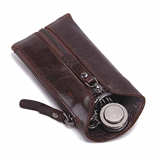 SDVantage Carteira de chave de couro masculina porta-chaves de carro com zíper estojo masculino homem organizador de chaves de governanta, C