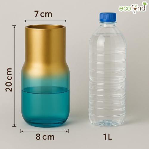 Image of ecofynd Glass Vase for Flowers Plants, Modern Decorative Vase for Home Decor Center Table, Bedroom, Living Room, Office Decoration, Wedding or Gifts, Luster Glass Vase, (GVASE012, Sky Blue)