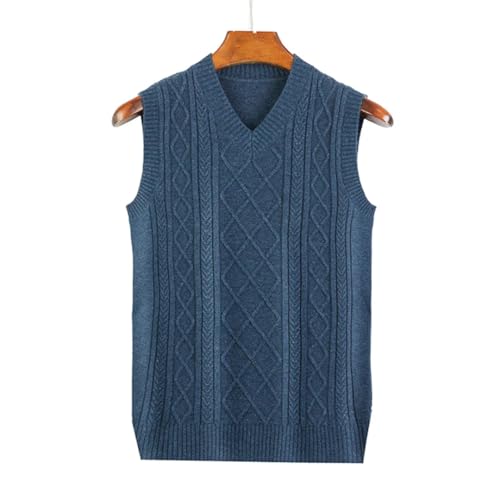 Men Wool Knit Sleeveless Sweater Pullover Tops for Winter Pocket England Style V Neck Vest3