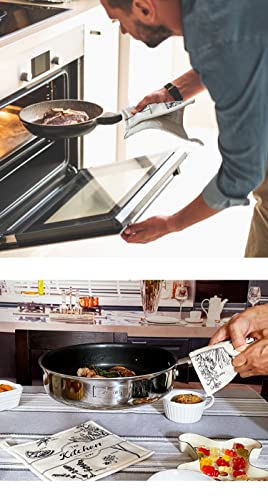 4-teiliges Set,2 Lang Ofenhandschuh, 2 Topflappen,Beige – Bild 6