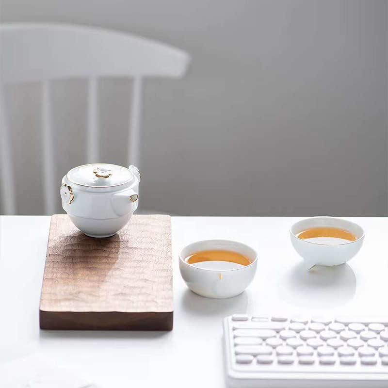 Miniatura 7 de RORA Kung Fu - Juego de té de viaje con bolsa portátil, juego de tetera de cerámica hecha a mano, tetera todo en uno, 1 olla 2 tazas, adecuada para