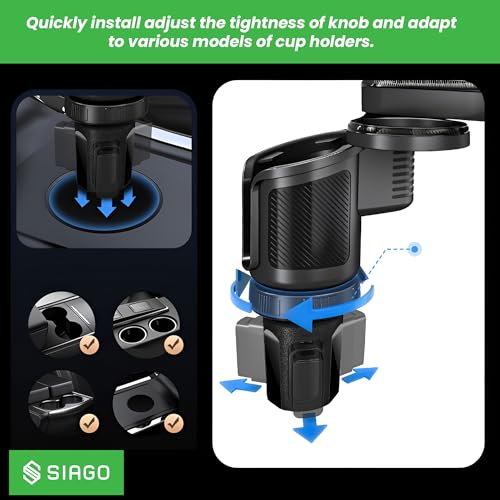 Image of SIAGO 2-in-1 Car Cup Holder with Food Tray | Adjustable Swivel Arm Snack & Drink Organizer | Universal Fit for Front Seat Travel Accessories | SIA401