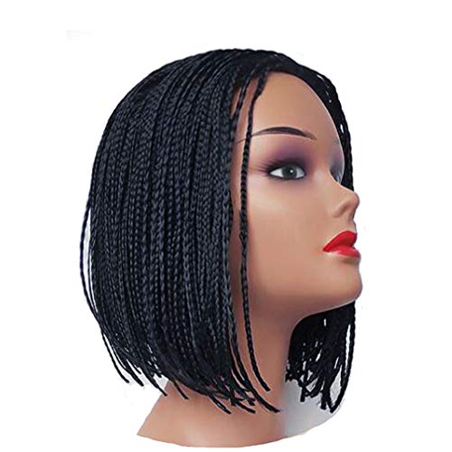 Geflochtene Perücken Box Braids Perücke für Schwarze oder weiße Frauen, Kurze Bob Perücken Synthetisches Haar Keine Lace Front Perücken für den täglichen Gebrauch (Natural Black, 10 Zoll / 25 cm) Cover