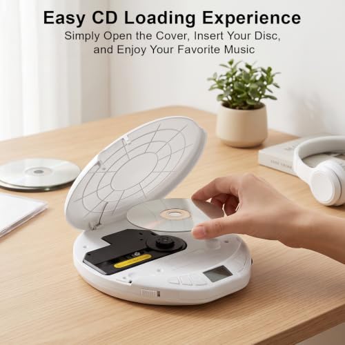 Image of Gueray CD Player Portable with Earphones, CD Discman AUX Cable for Car Home