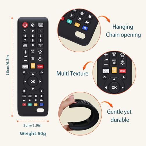 Image of Baby Remote Toys for 0-6, 6-12 Months, Food Grade Silicone Teething Toys,Chew Toys for Babies 3-24 Months, Upgraded TV Remote Control Shape Teether Toys for Baby and Infants