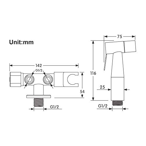 Ensemble de pulvérisation bidet avec douchette wc et support - 4