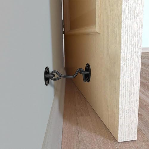 3 Inch Edelstahl Sturmhaken mit öse Klein Türriegel Schwarz Matt Riegel Tür Sturmhaken Fensterhaken mit 4Stk Montage Schrauben Torhaken Türhaken Sturmhaken Kabinenhaken Torhakenschloss für Garagentor