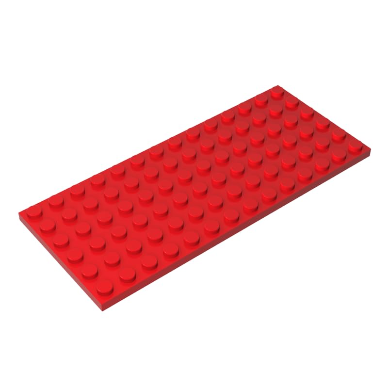 3456 Foundation Plate Plate 6x14 10 Pieces GDS-527 Compatible with Lego Building Blocks Color:Red