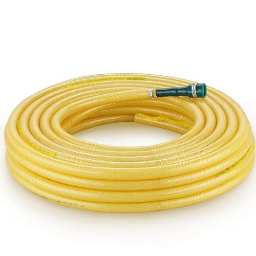 Image of AHYRA 0.75 Inch Yellow Heavy Duty Braided Water Hose Pipe Connector & 2 Pcs Clamps | Lightweight, Durable & Flexible| Hose Pipe For Watering Garden,Cleaning,Outdoor-Indoor Use (30 Meter (98.4 Feet)