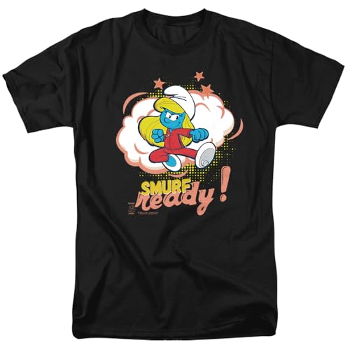 T-shirt Les Schtroumpfs pour adulte en coton noir confortable