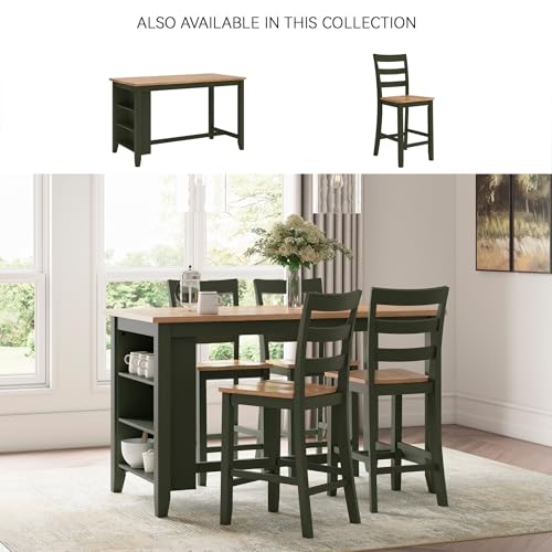 Signature Design by Ashley Gesthaven Counter Height Dining Table, Kitchen Island Table with 3 Storage Shelves, Wood Construction, Seats Up to 4, Natural and Green, 60" W - image 3