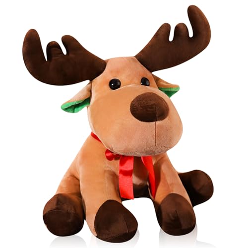 JWTRSVTY Alce Peluche Di Natale, 25CM Peluche Cervo Natale Bambini, Giocattolo Di Renna Di Peluche, Alce Peluche Decorazione,Cartoon Natale Cervo Giocattolo per Ragazzo Ragazza Natale Ornamento Regali
