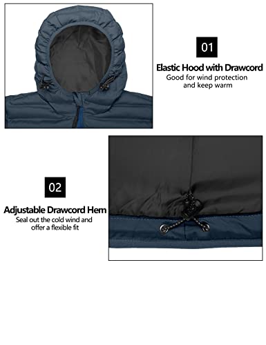 Little Donkey Andy Women's Warm Waterproof Puffer Jacket Hooded Windproof Winter Coat With Recycled Insulation Upgraded Dark Blue S #TOP4