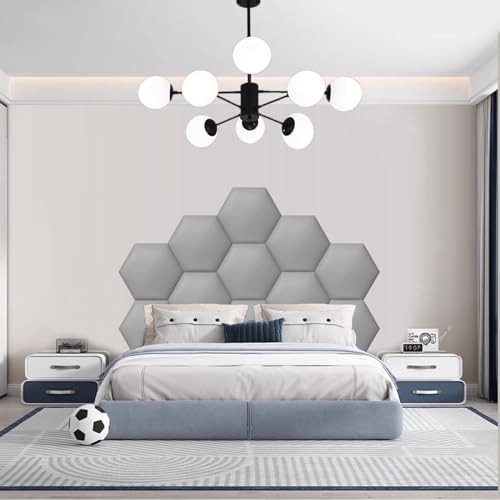 Acolchado de pared anticolisión hexagonal autoadhesivo 3D para cabecero de cama 3