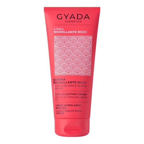 GYADA COSMETICS, Crema Modellante Ricci, Crema per Capelli Ricci Senza Risciacquo ad Azione Disciplinante e Anticrespo, con Aloe Vera, Olio di Lino, Cocco, Argan e Jojoba, 200 ml