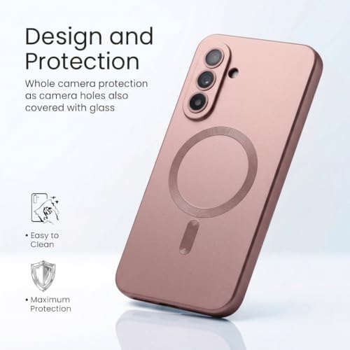 Image of amazon basics Premium Mag-Safe Case for Samsung Galaxy A57 5G | Shockproof & Anti-Scratch Cover | Soft Silicone with Wireless Charging | Camera Lens Guard - Rose Gold