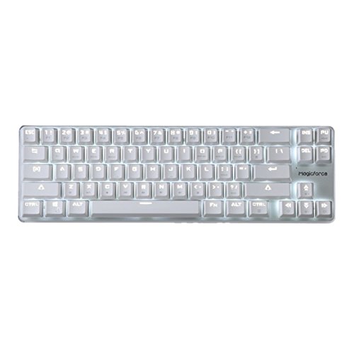 Teclado mecânico teclado de jogo GATERON interruptor castanho com cabo retroiluminado mini design mecânico (60%) teclado de 68 teclas branco prateado Magicforce by Qisan
