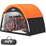 PZT Upgraded Bike Tent with Rain Cover, Portable Outdoor Storage Shed for 4-5 Bikes, 210D Oxford Fabric PU4000 Waterproof, Bike Shed/Bike Cover for Motorcycles, Garden Tools, Lawn Mower
