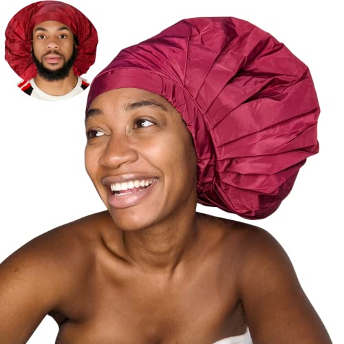 TTAT Shower Cap Jumbo Size for Men & Women With Afro, Long Dreadlocks, Locs, Box Braids, Voluminous & Long Hair, Waterproof, Washable, Reusable & Adjustable