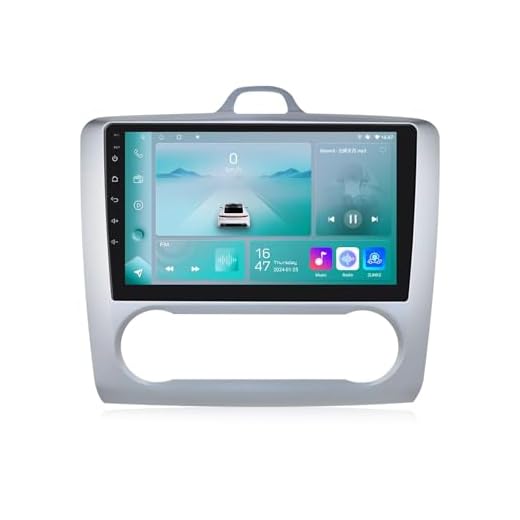 9 tums Android 10 bilnavigering bilradio stereo stöder Bluetooth WiFi MirrorLink Fit för Ford Focus Exi at 2004 2005 2006 2007 2008 2009 2010 2011 (silver)