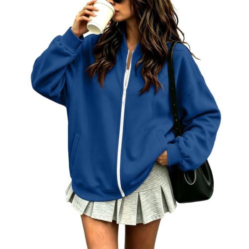 Zip Up Fleece Jacket Women Casual Office Work Sweatshirts No Hood - image 1
