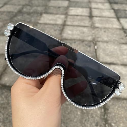 Image of Oversized Sunglasses Women Men Luxury Big Frame Mask Glasses Goggle Flat Top Clear Eye Protection Glasses Shade UV400