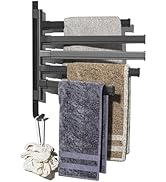 Little World Swivel Towel Rack, 5-Arm Towel Holder Wall Mounted Towel Racks for Bathroom, Aluminu...