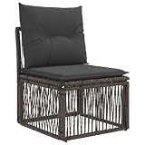 vidaXL Unità divano senza braccioli Grigio polyrattan, Sofa rustico per esterni, resistente alle intemperie, in rattan sintetico, cuscini in schiuma, facile da pulire