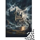 Rompecabezas Difícil para Adultos De 1000 Piezas Fantasy Castle Lighting Storm Rompecabezas para Adultos Juegos Relajantes Difícil Desafío Educativo Difícil 38x26cm/1000pcs