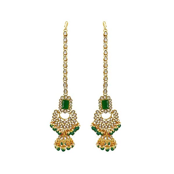 Peora Rani Padmavati Dulhan Bridal Kundan Pearl Adjustable Choker Necklace with Earrings Maang Tikka for Women Girls Indian Traditional Jewellery Set - Image 8