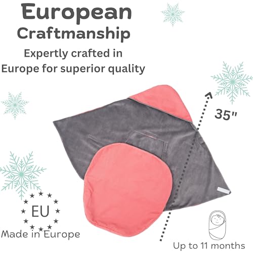 Image of Car Seat Blankets for Babies Winter - Stroller Footmuff Carseat Cover Baby 5 Point Harness - Swaddle Bunting Bag (Pink)