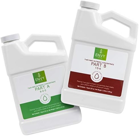 ENVY Part A (6-0-5) & Part B (1-5-6) - Two-Part Base Nutrients for Hydroponics, Soil & Coir (A/B Combo) (Quarts)